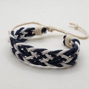 Navy and White Braided Bracelet